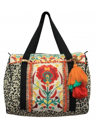 Floral thread embroidery jacquard bag